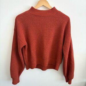 Hollister Women’s Sweater Small Mock Neck Cozy Knit Minimalist Orange
